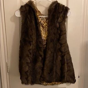 Hooded fur vest size 10
